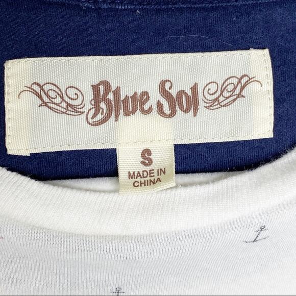 Vintage Men's Blue Sol Anchor White Short Sleeve Tee Shirt Small - Picture 2 of 6